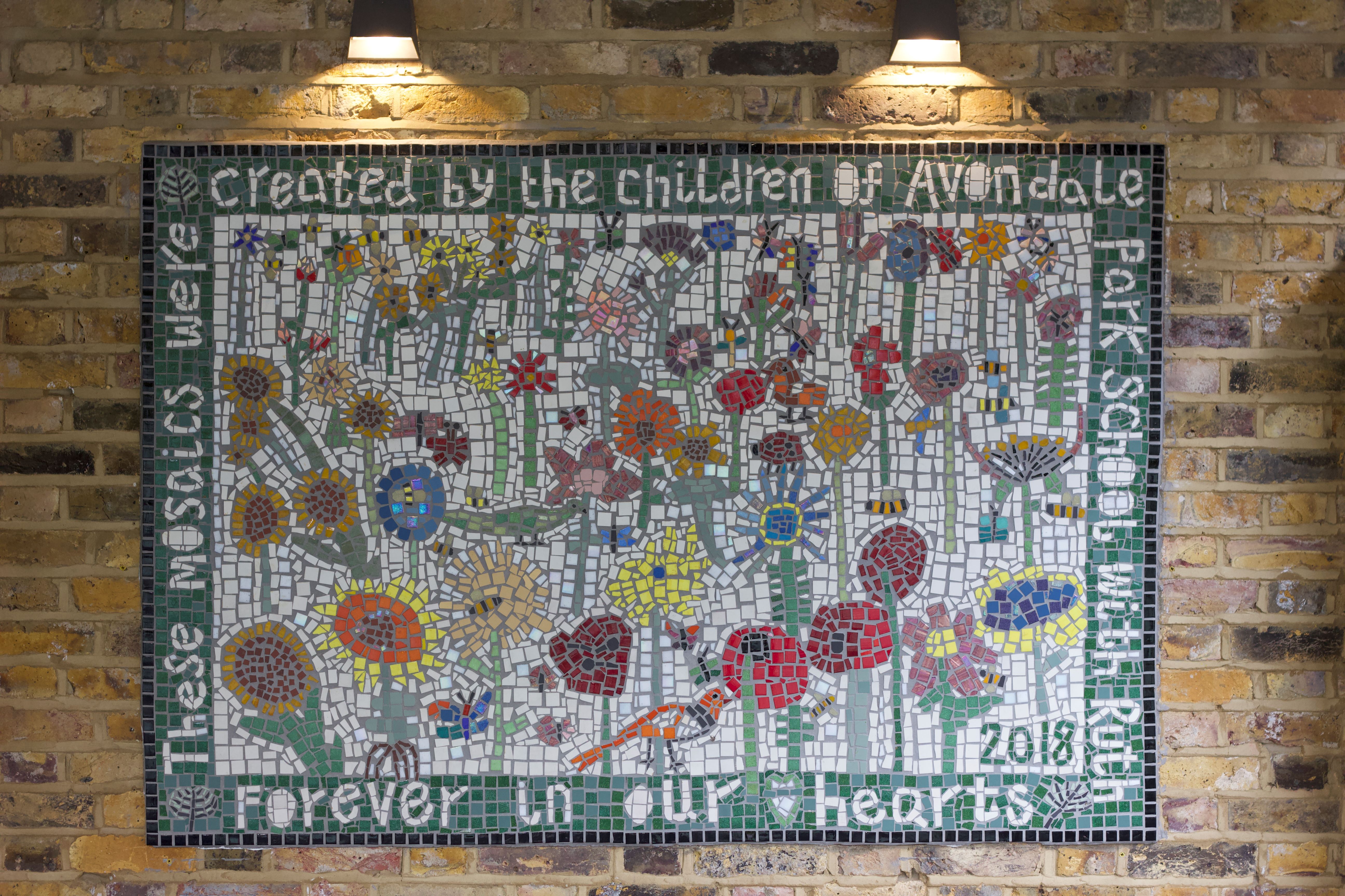 Grenfell memorial mosaic at Avondale Park Primary School