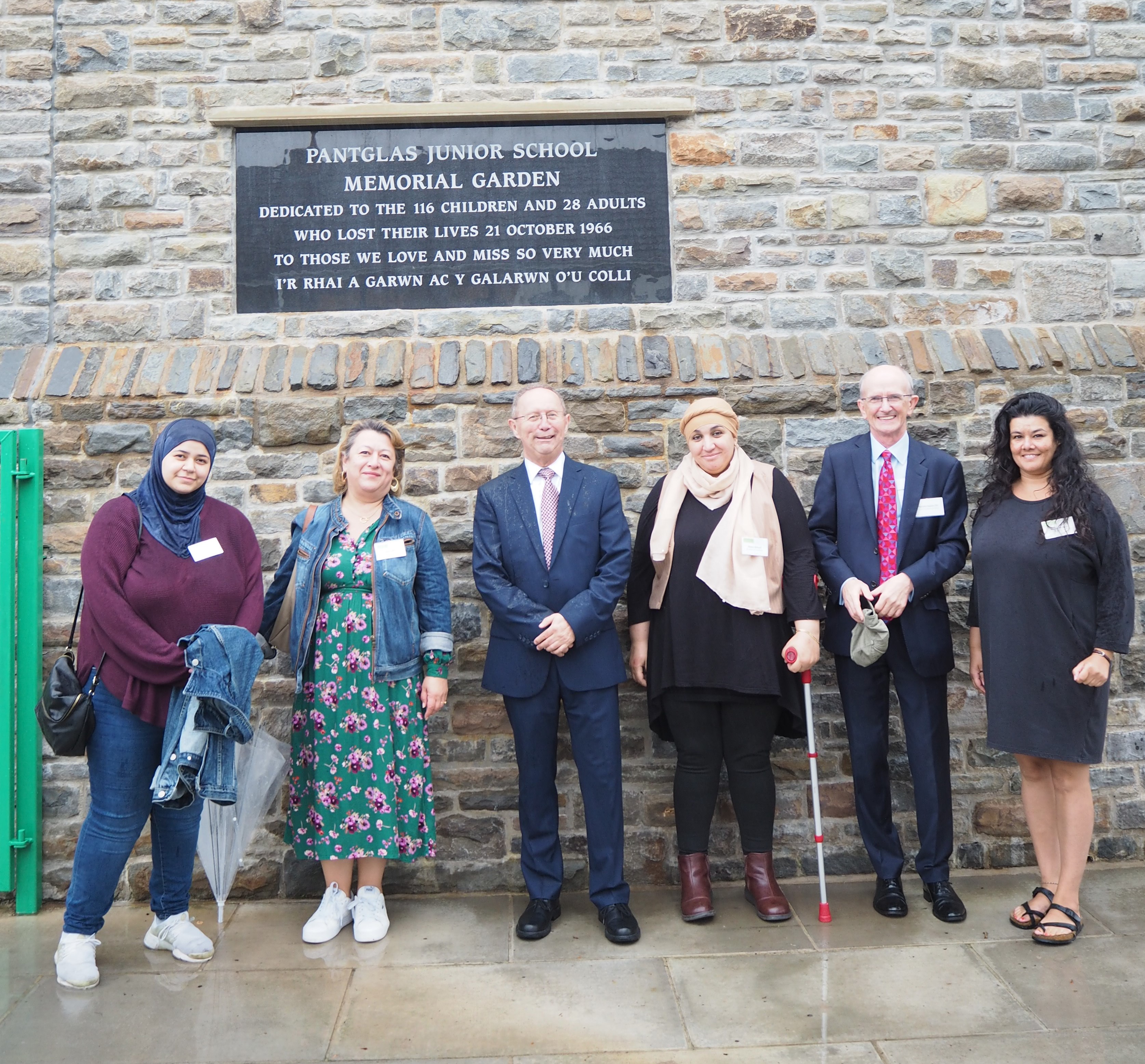 Grenfell Tower Memorial Commission community representatives at Aberfan, pictured with David Davies and Geraint Davies