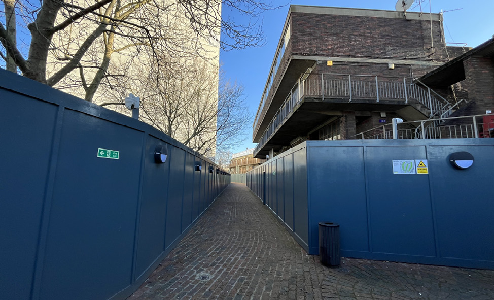 Western section of Grenfell Walk elevated walkway and hoarding