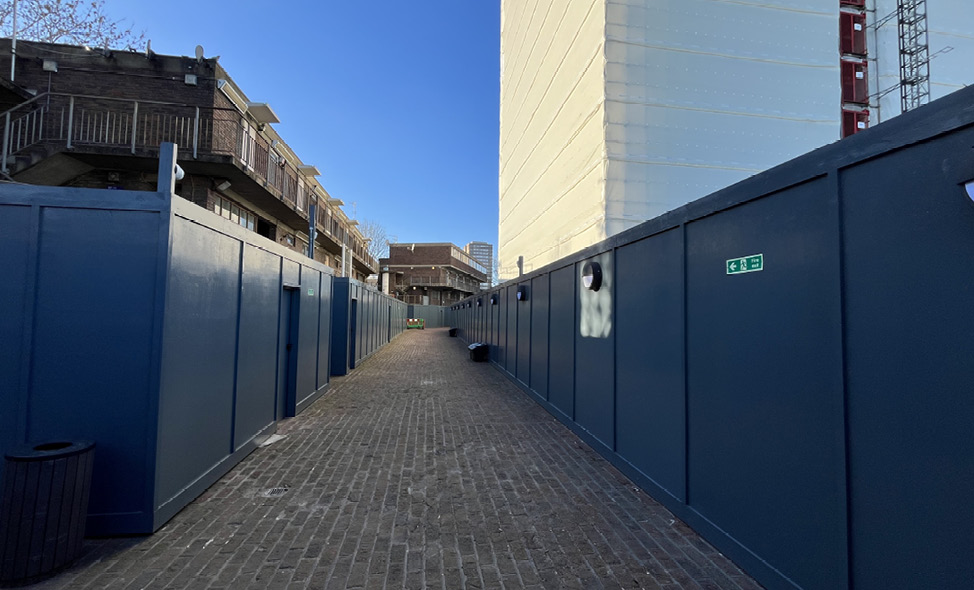 Eastern section of Grenfell Walk elevated walkway and hoarding